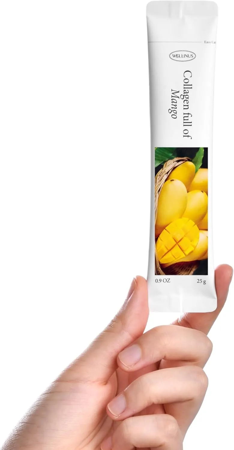 Collagen Jelly Stick, Marine Collagen, Fast Absorbing, Snack, Ultra-Low Weight Molecular Marine Collagen, HACCP Certified, 22.05 oz/Pack of 25 (Pack of 25, Mango)