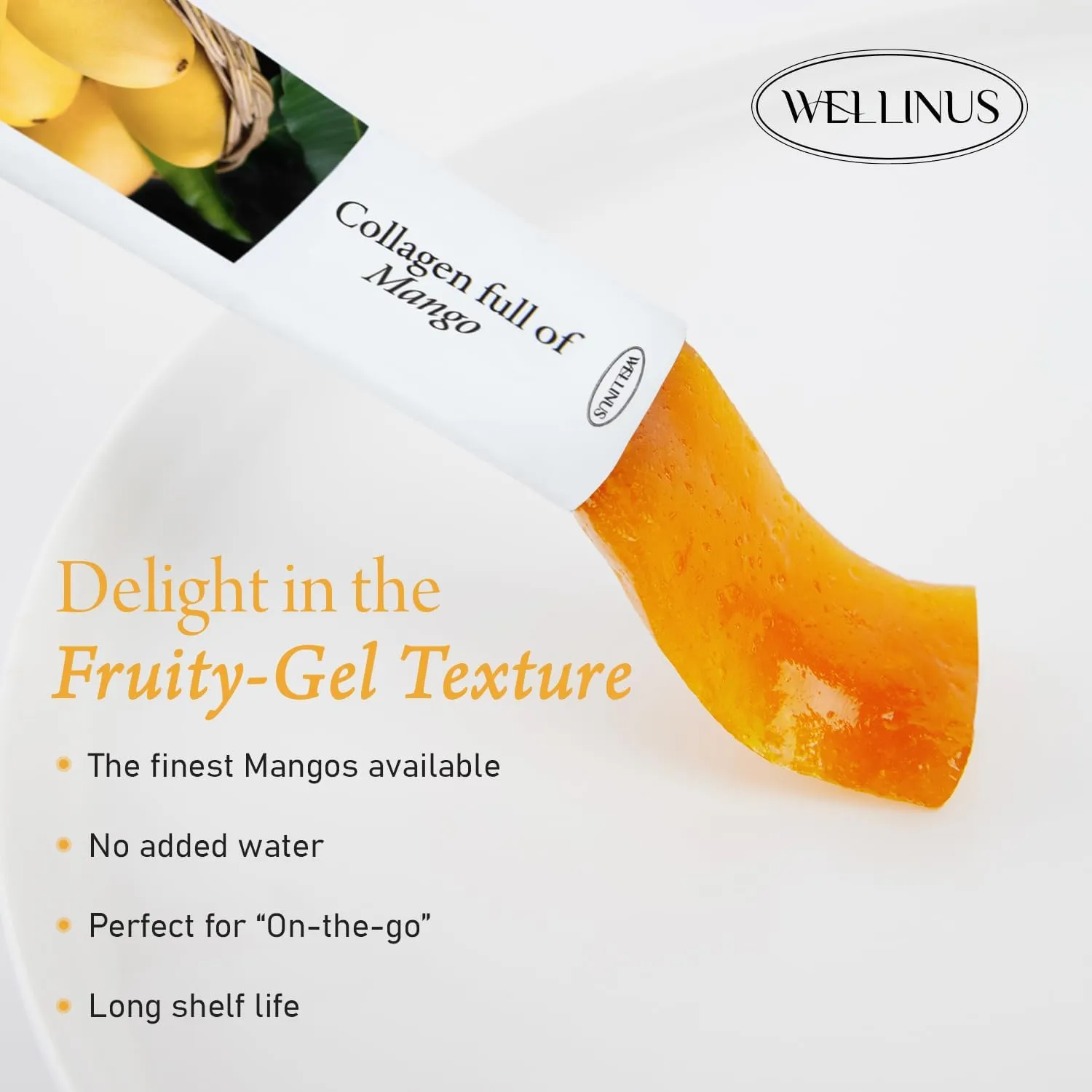Collagen Jelly Stick, Marine Collagen, Fast Absorbing, Snack, Ultra-Low Weight Molecular Marine Collagen, HACCP Certified, 22.05 oz/Pack of 25 (Pack of 25, Mango)