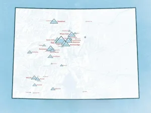Colorado Ski Resorts Map 18x24 Poster (White & Light Blue)