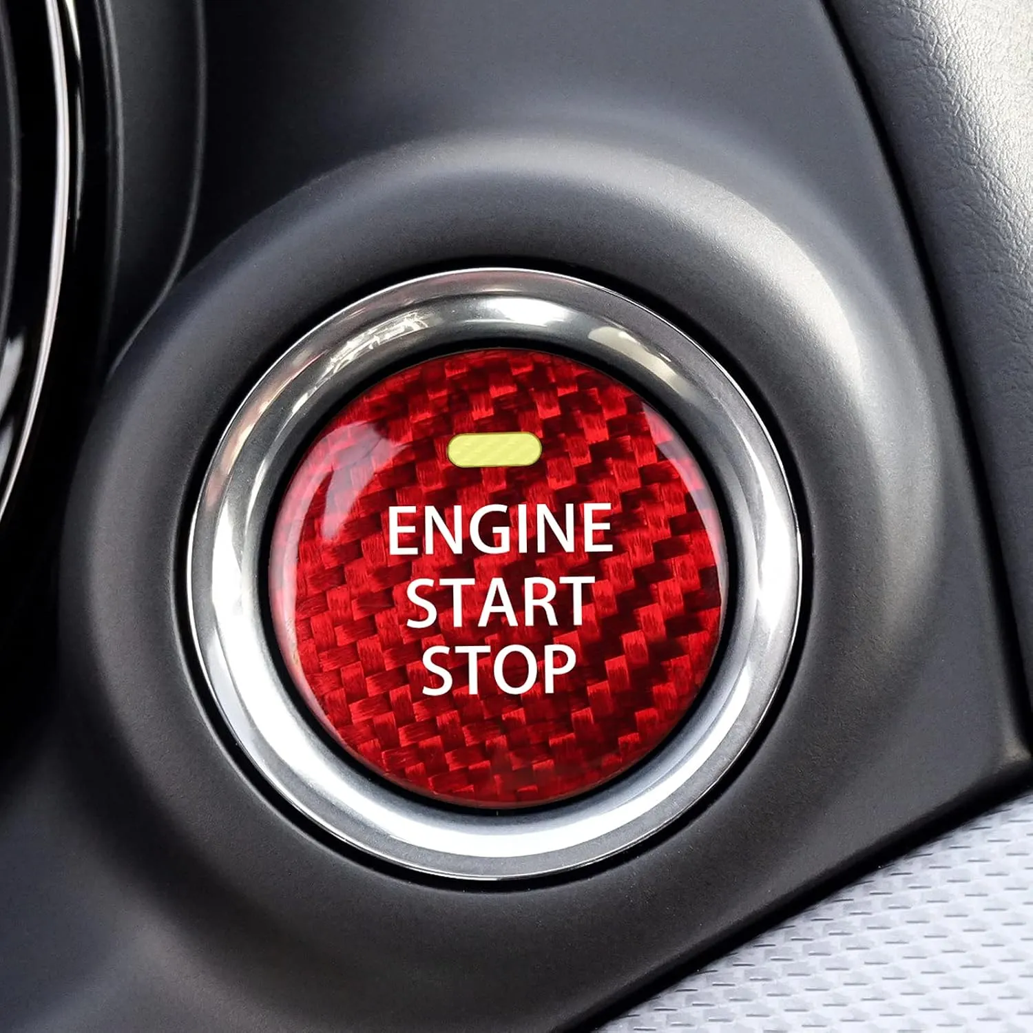 Compatible with Mazda 3 6 CX-3 CX-5 CX-9 MX-5 Miata Accessories Real Carbon Fiber Sporty Car Keyless Engine Start Stop Push Button Cover Trim Sticker -Red