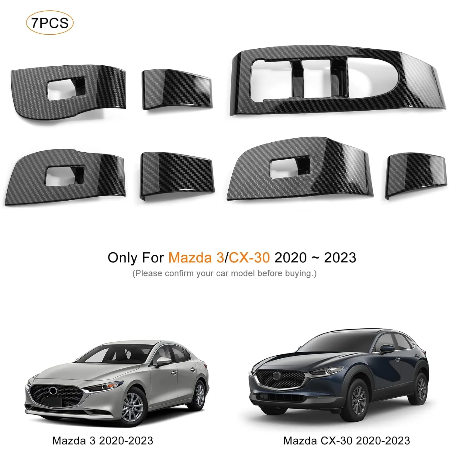 Compatible with Mazda 3 CX-30 2025 2024 2023 2022 2021 2020 Accessories Sporty Car Center Console Armrest Window Lift Down Control Panel Door Lock Switch Cover Trim
