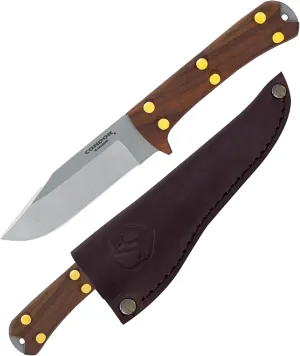Condor Tool & Knife Lifeland Hunter Knife - Hand Crafted Welted Leather Sheath - 440C Stainless Steel - Full Tang Construction with a Walnut Handle - 4in Blade - 7.1oz