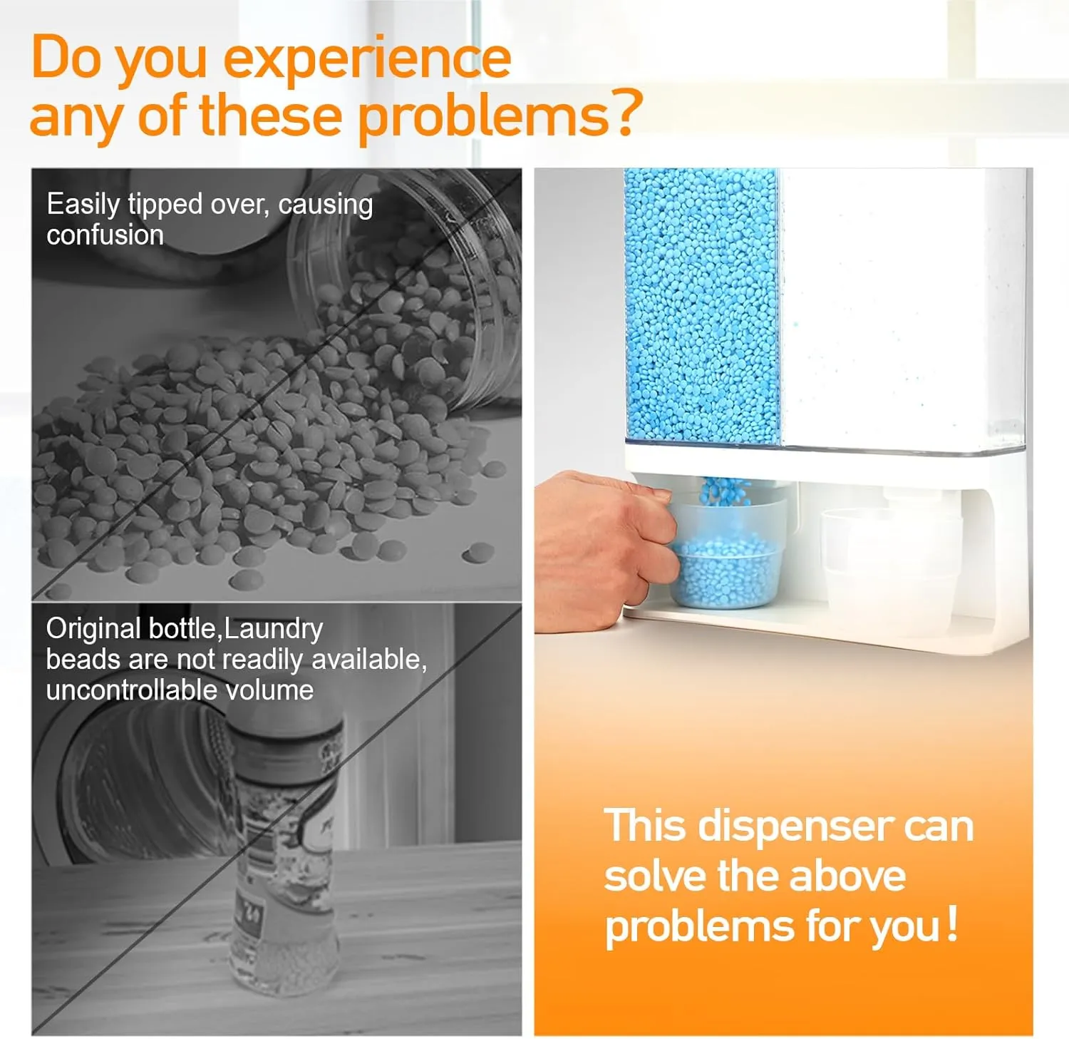 Conworld Laundry Detergent Dispenser, Scent Booster Beads Dispenser for Laundry Room Organization, Suitable for Beads, Stain Remover Powder