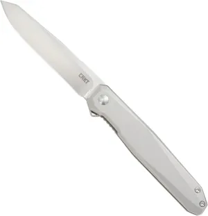 CRKT Facet EDC Folding Knife: Everyday Carry Assisted Open, D2 Satin Blade, Frame Lock, Stainless Steel Handle with Deep Carry Pocket Clip K230XXP, Silver