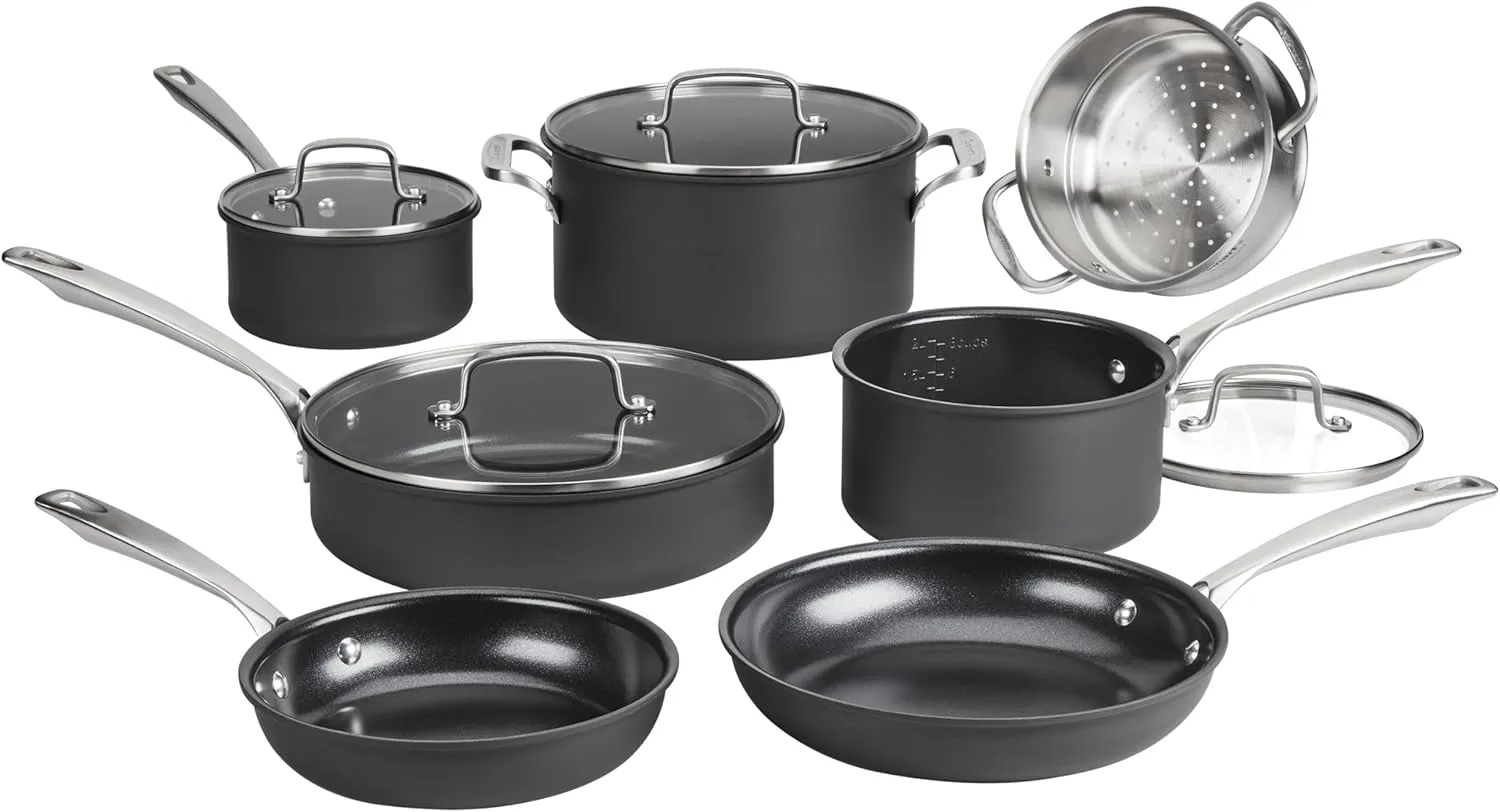 Cuisinart 11-Piece PURELYCERAMIC™ Non-Stick PFAS-Free Hard Anodized Cookware Set with Lids, Induction Ready and Dishwasher Safe