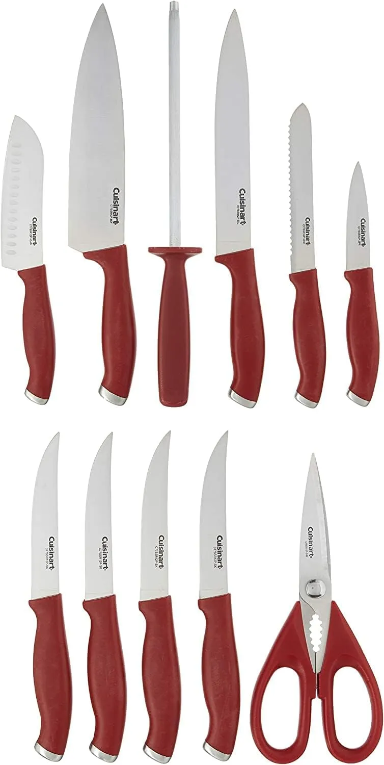Cuisinart C77SSR-12P Color Pro Collection 12 Piece Knife Block Set, Red