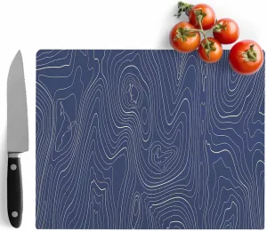 Cutting Board for Kitchen Abstract Style Purple Simple Line Mountain Range Dishwasher Safe Tempered Glass Cutting Boards Decorative Chopping Boards with Non Slip Feet for Counter Camping 7.9" x 11"