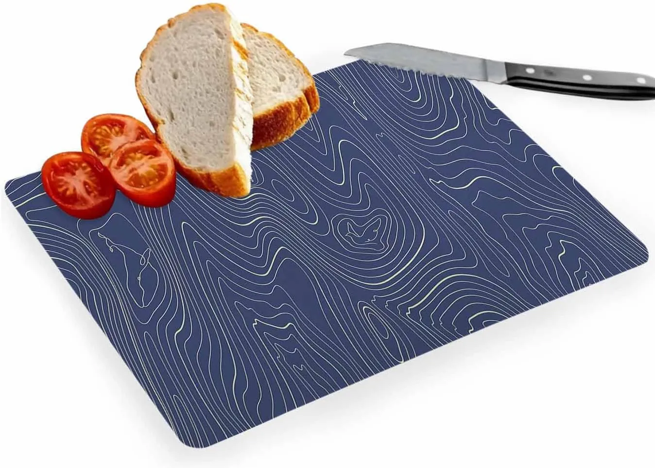 Cutting Board for Kitchen Abstract Style Purple Simple Line Mountain Range Dishwasher Safe Tempered Glass Cutting Boards Decorative Chopping Boards with Non Slip Feet for Counter Camping 7.9" x 11"