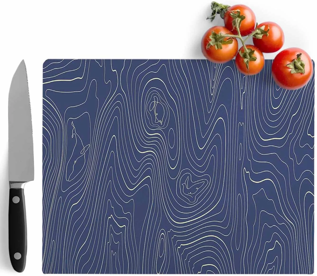 Cutting Board for Kitchen Abstract Style Purple Simple Line Mountain Range Dishwasher Safe Tempered Glass Cutting Boards Decorative Chopping Boards with Non Slip Feet for Counter Camping 7.9" x 11"