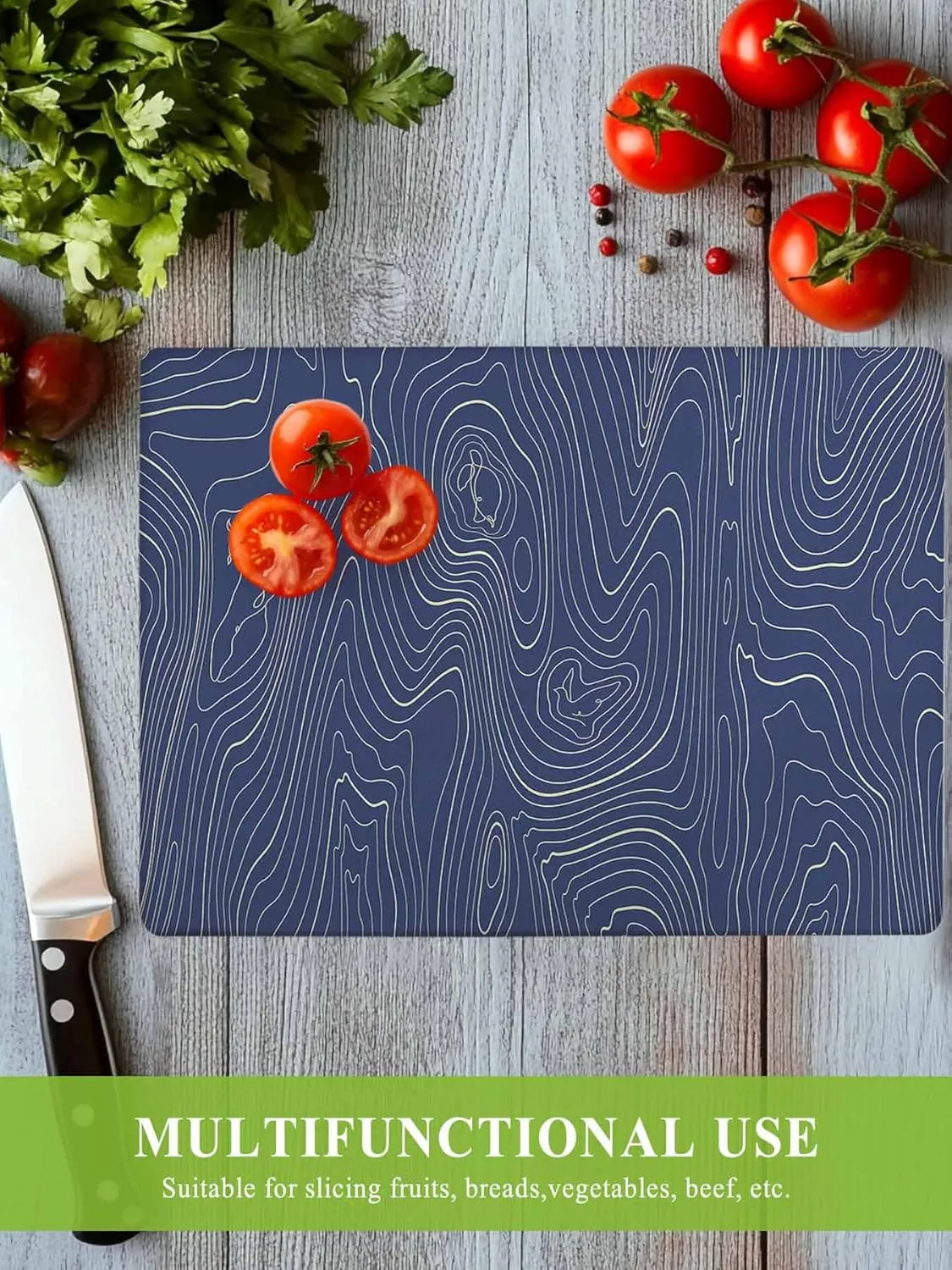 Cutting Board for Kitchen Abstract Style Purple Simple Line Mountain Range Dishwasher Safe Tempered Glass Cutting Boards Decorative Chopping Boards with Non Slip Feet for Counter Camping 7.9" x 11"
