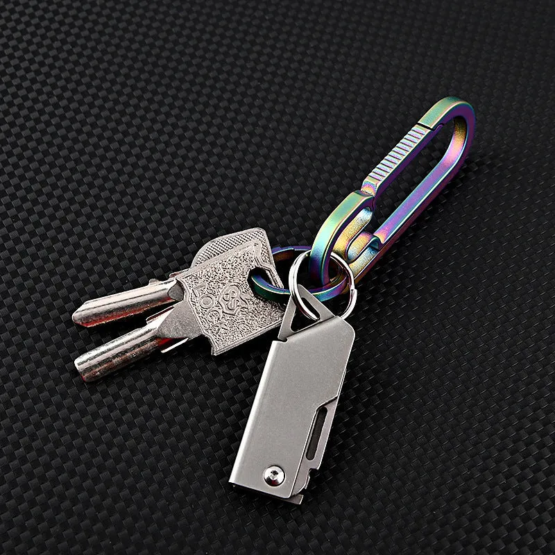 D2 Steel Folding Camping Knife Keychain
