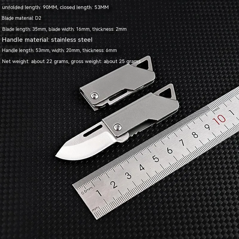 D2 Steel Folding Camping Knife Keychain
