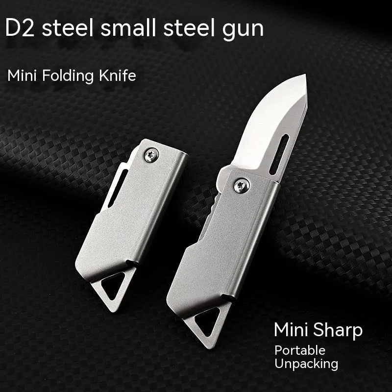 D2 Steel Folding Camping Knife Keychain