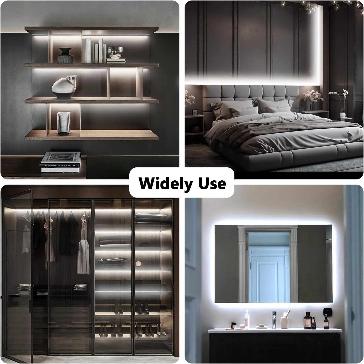 dalattin White LED Strip Lights 100ft, Dimmable Bright 24V Led Light Strip 6500K Daylight White 1800 LEDs Lights for Bedroom, Mirror, Kitchen, Strong Adhesive, 2 roll of 50ft