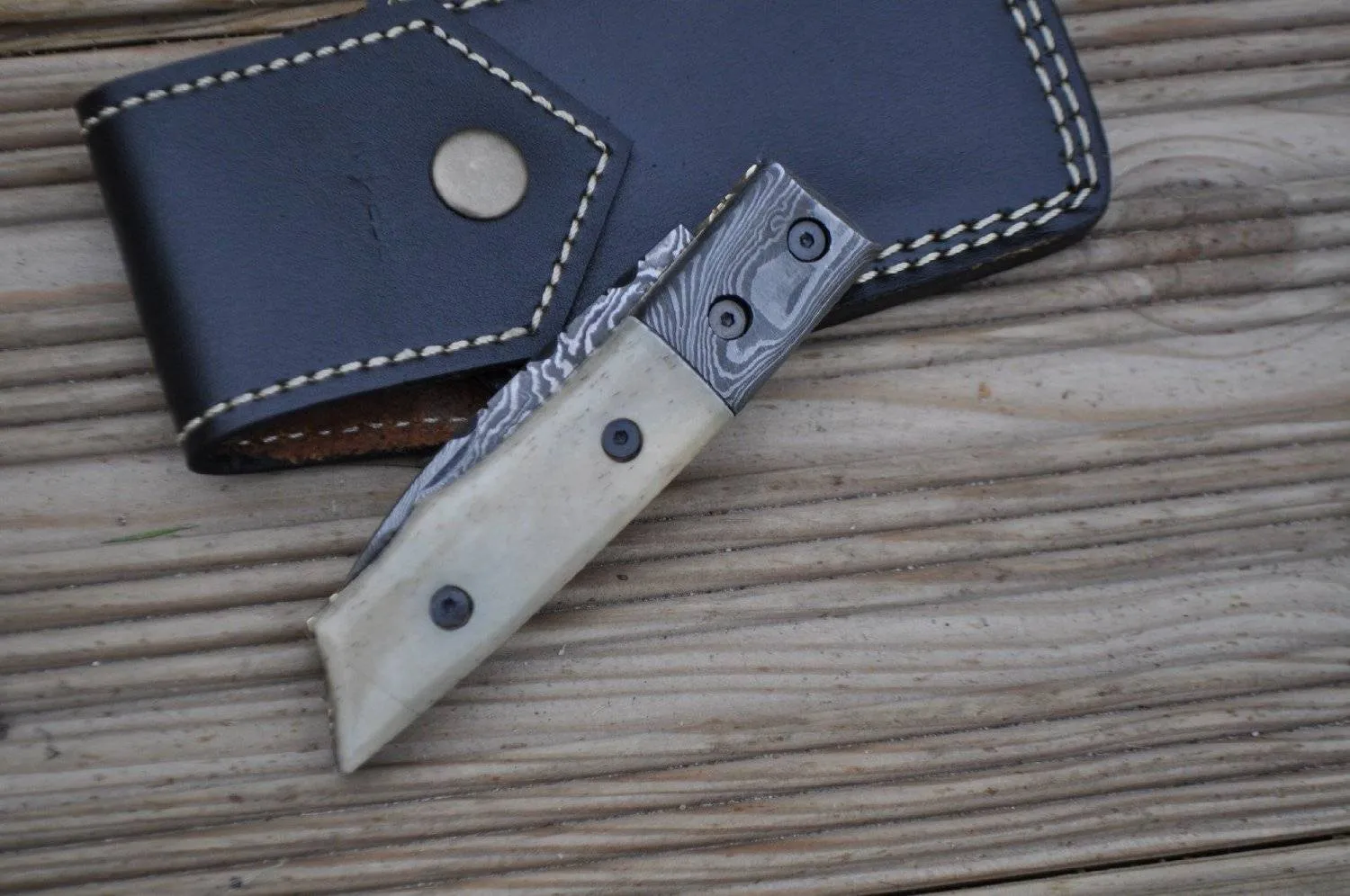 Damascus Steel Folding Knife - Legal to Carry