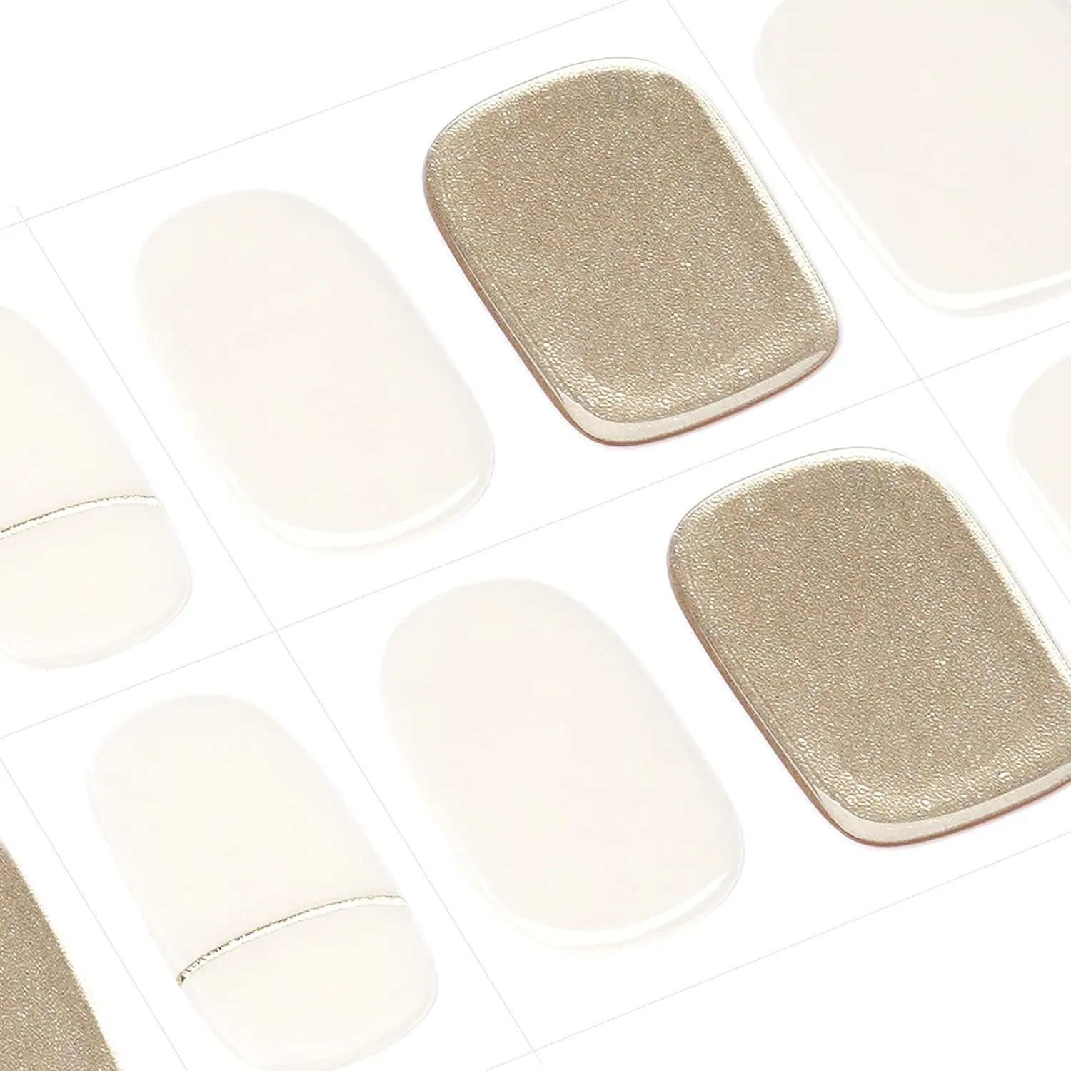 DANNI & TONI Semi Cured Gel Nail Strips Beige (Nude Glow) Gold Mirror Gel Nail Wraps Accent Nails 28 Stickers
