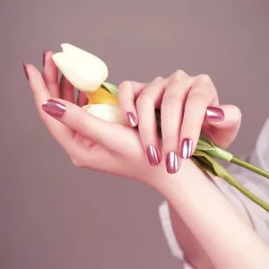 DANNI & TONI Semi Cured Gel Nail Strips Rose Gold (Bronze Goddess) Mirror Glaze Nail Wraps 28 Stickers