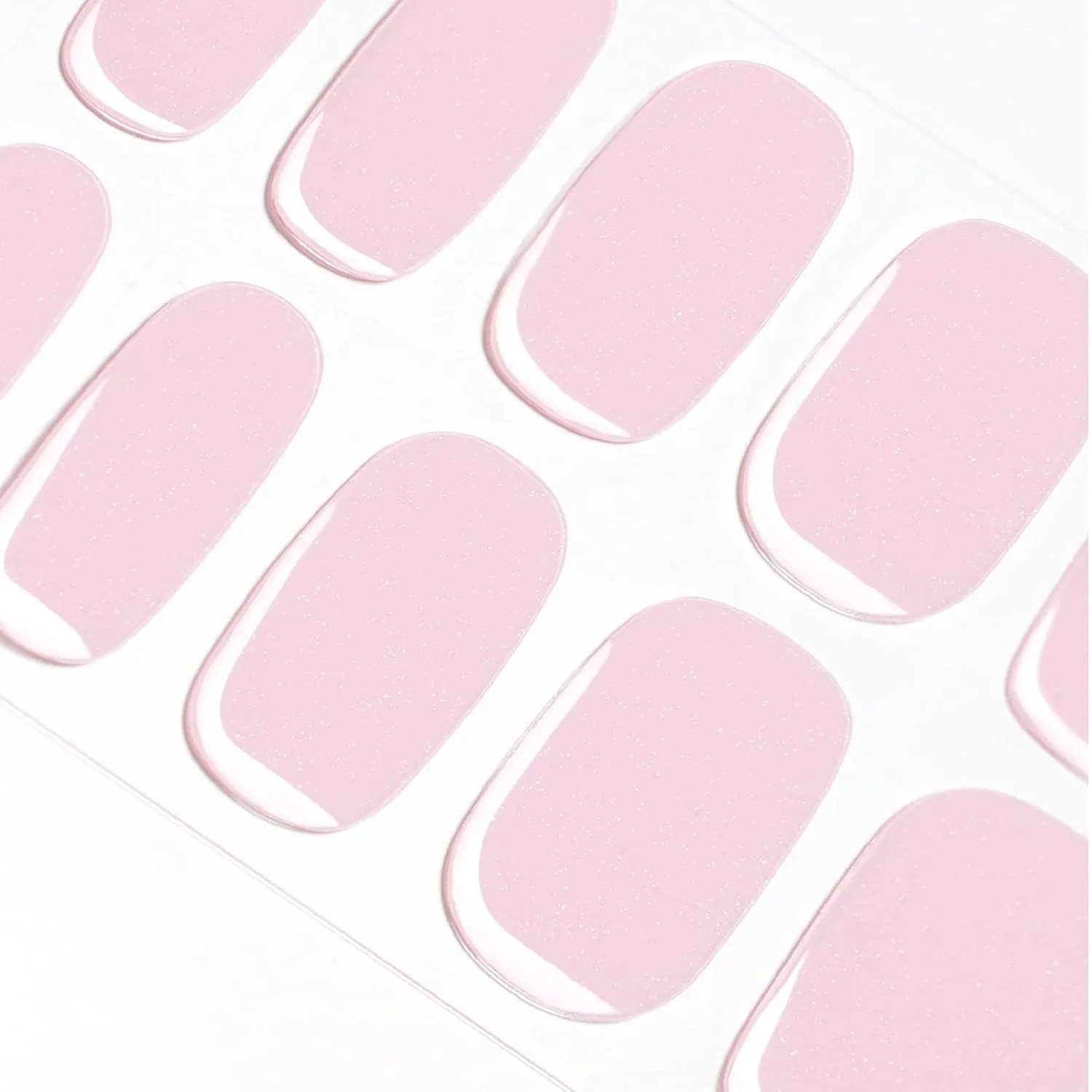 DANNI & TONI Semi Cured Gel Nail Strips (Sweet Pink) Gel Nail Wraps Solid Color 28 Stickers