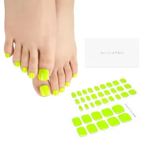 DANNI & TONI Semi Cured Gel Toenail Strips Neon Green (Glowing Delight) Glow in The Dark Toenail Stickers Summer Gel Pedi Wraps 37 Stickers