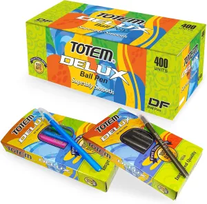 Delux Ball Pens | 400 Pcs (300 Blue Ink & 100 Black Ink) | Lightweight & Colourful Body Design | Use and Throw Pens | For One Time Use | Ideal for School Office & Business | Budget Friendly Stick Ball Point Pens