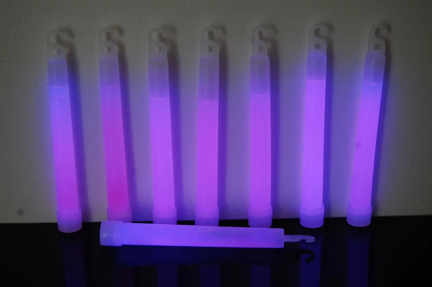 DirectGlow 6 inch 15mm Premium Bright Neon Glow Sticks with Lanyards Glow Party Supply Birthday Holiday 10-12 Hour Glow (Purple, 50 Count)