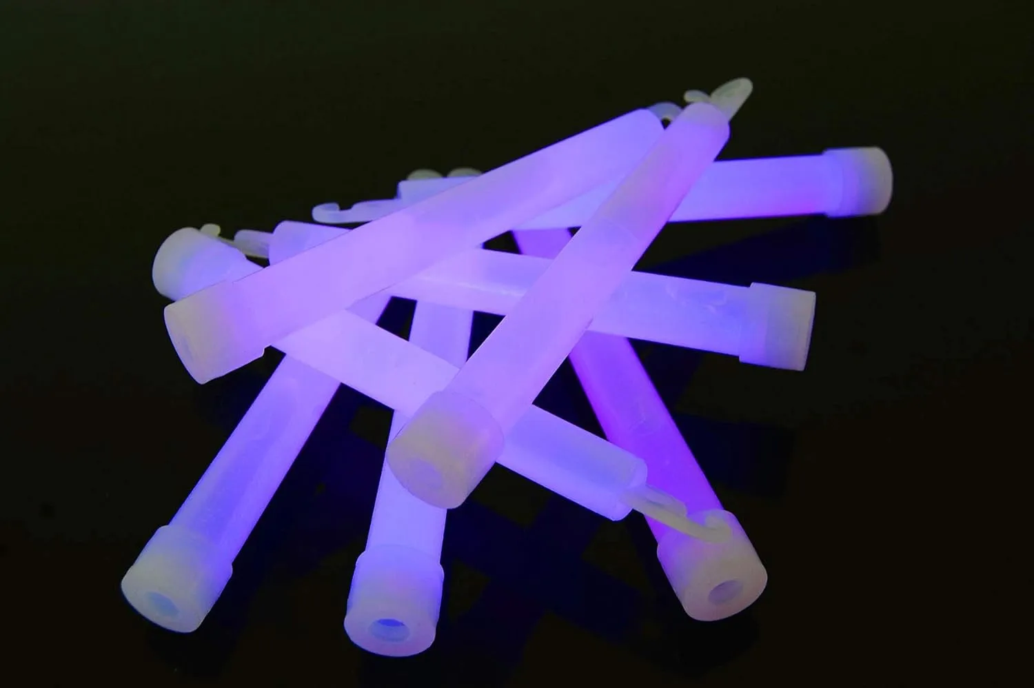 DirectGlow 6 inch 15mm Premium Bright Neon Glow Sticks with Lanyards Glow Party Supply Birthday Holiday 10-12 Hour Glow (Purple, 50 Count)