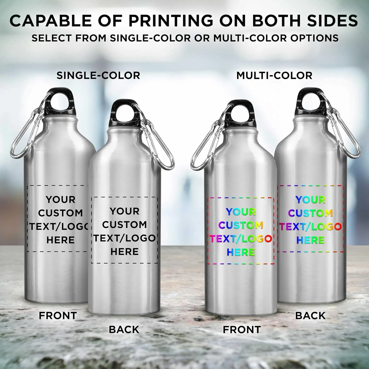 DISCOUNT PROMOS Custom Aluminum Water Bottles 20 oz. Set of 10, Personalized Bulk Pack - Perfect for Gym, Hiking, Any Indoor/Outdoor Activities - Silver