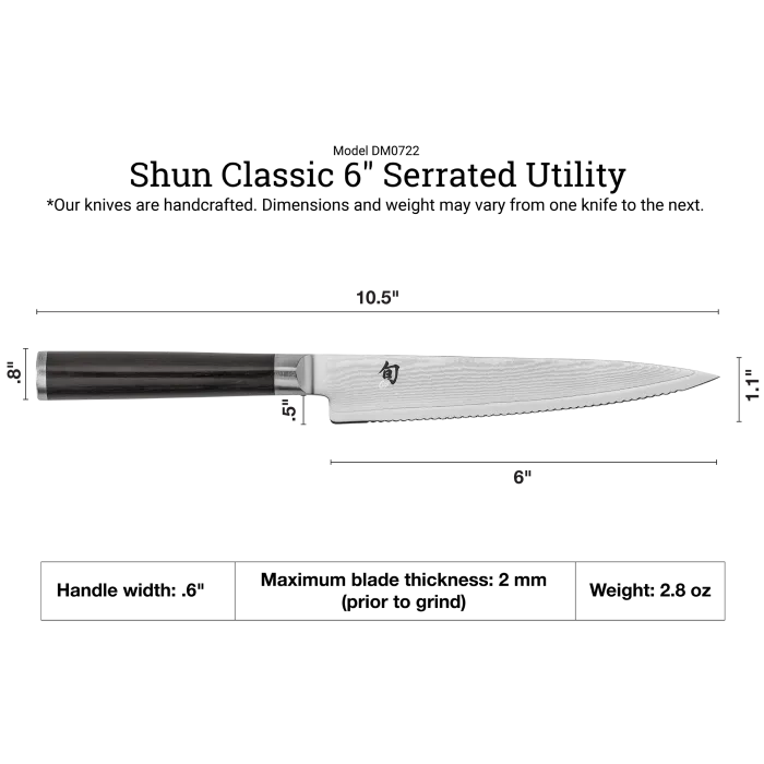 DM0722 SHUN CLASSIC SERRATED UTILITY 6in