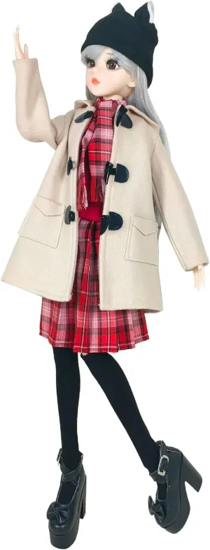 Doll 1/3 Ball Mechanical Jointed Doll with Full Set of Clothes Coat Shoes Hair Socks Pants Accessories,Height 24in (Selena)