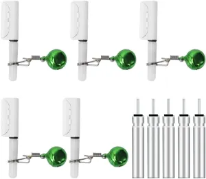 DONGKER 5 PCS Fishing Glow Sticks,Night Fishing Alert Glow Stick LED Fishing Pole Light with Bells for Fishing Rods (0.5-2.8mm Rod Tip)
