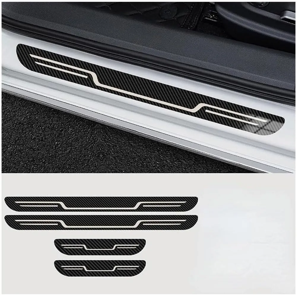 Door Sill Protector for Renault Kangoo II Express 2008-2013, 4pcs Stainless Steel Welcome Pedal Scratch Protection Resistant Paint Protection Sticker Accessories,C/Carbon Fiber Texture
