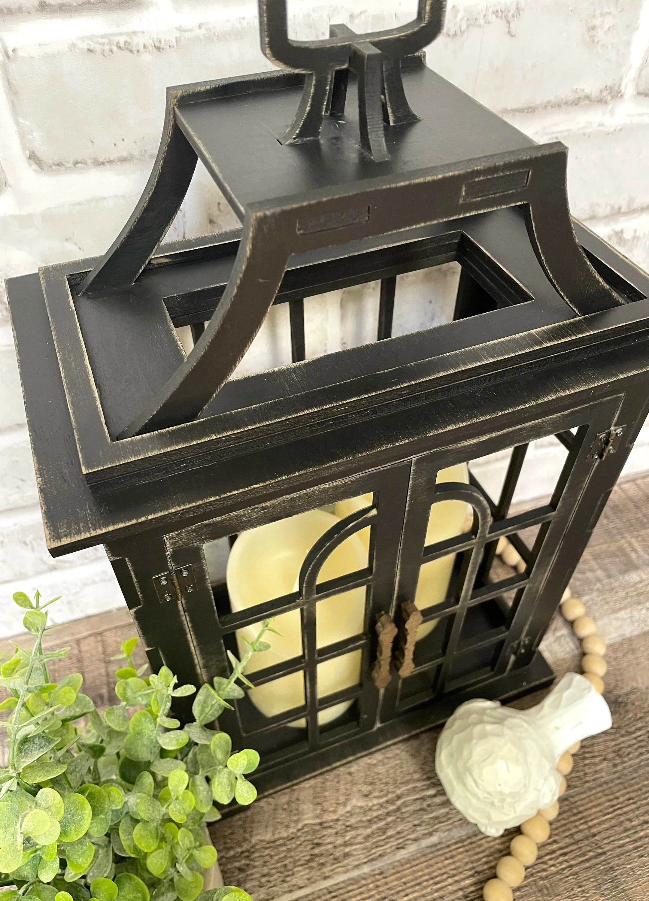 Double Door Farmhouse Lantern, Rustic Farmhouse Lantern - Decor for Wall or Shelf
