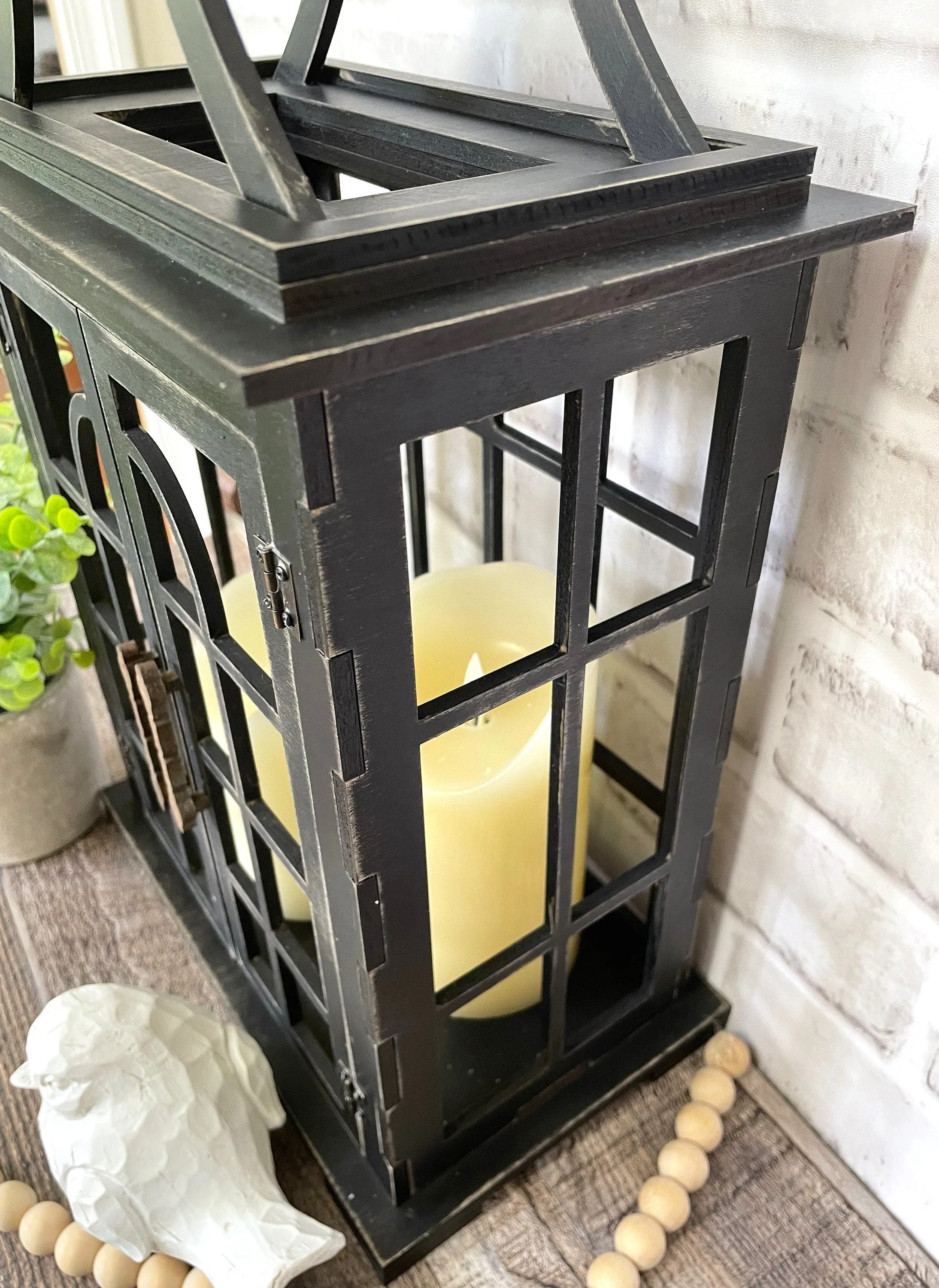 Double Door Farmhouse Lantern, Rustic Farmhouse Lantern - Decor for Wall or Shelf
