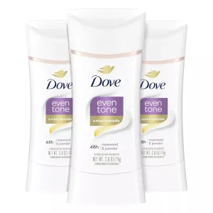 Dove Even Tone Antiperspirant Deodorant for Uneven Skin Tone Restoring Powder Sweat Block for All-Day Fresh Feeling 2.6 oz 3 Count