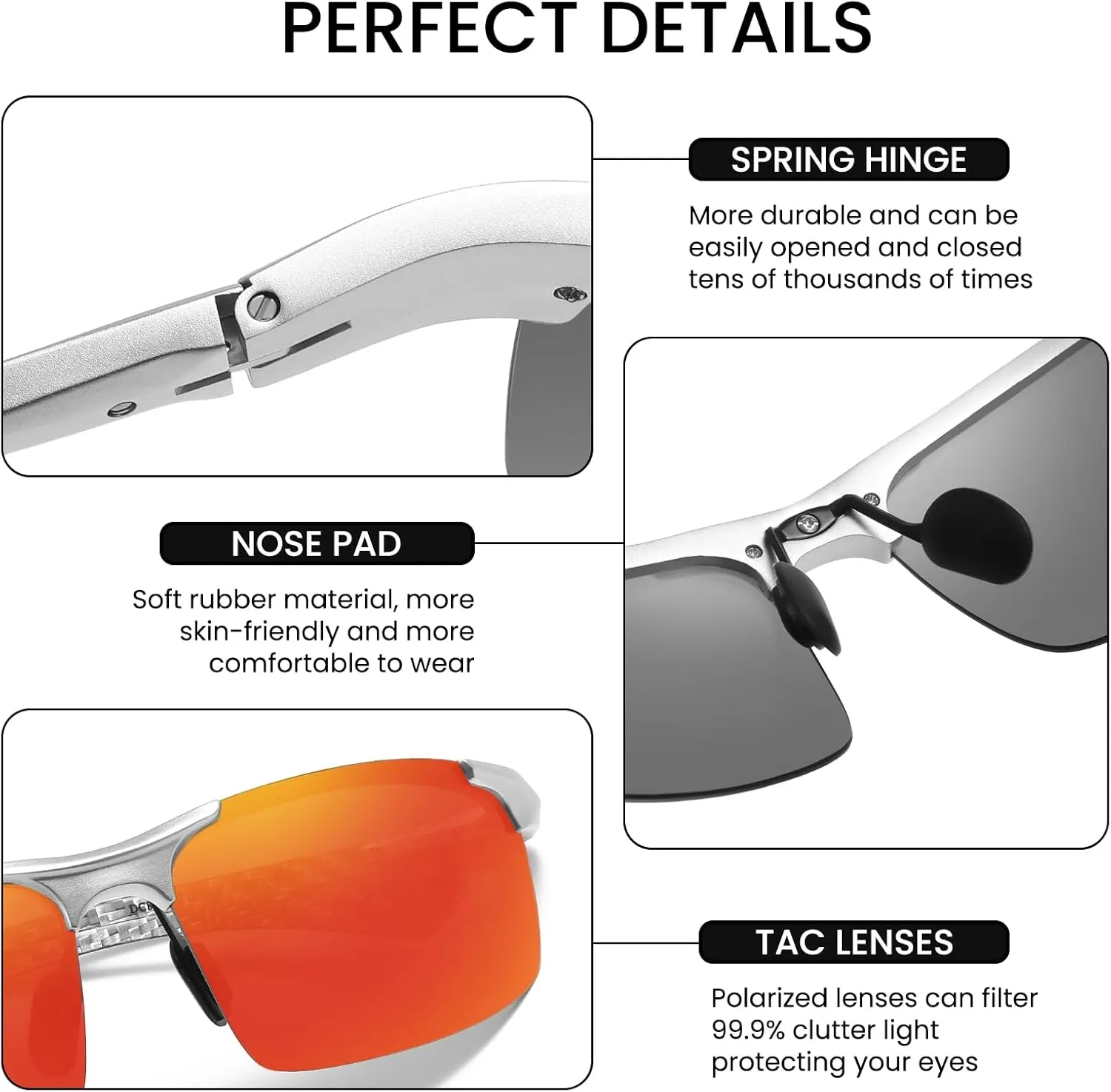 DUCO Mens Sunglasses Polarized Sports Fishing Running Driving Carbon Fiber Sunglasses for Men UV400 Protection DC8277
