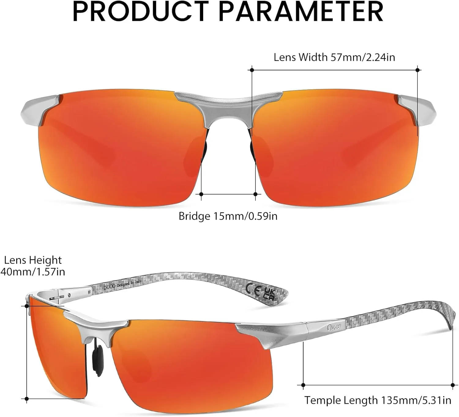 DUCO Mens Sunglasses Polarized Sports Fishing Running Driving Carbon Fiber Sunglasses for Men UV400 Protection DC8277