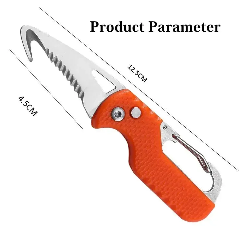 DUTRIEUX Portable Folding Knife Keychain with Serrated Hook for Camping