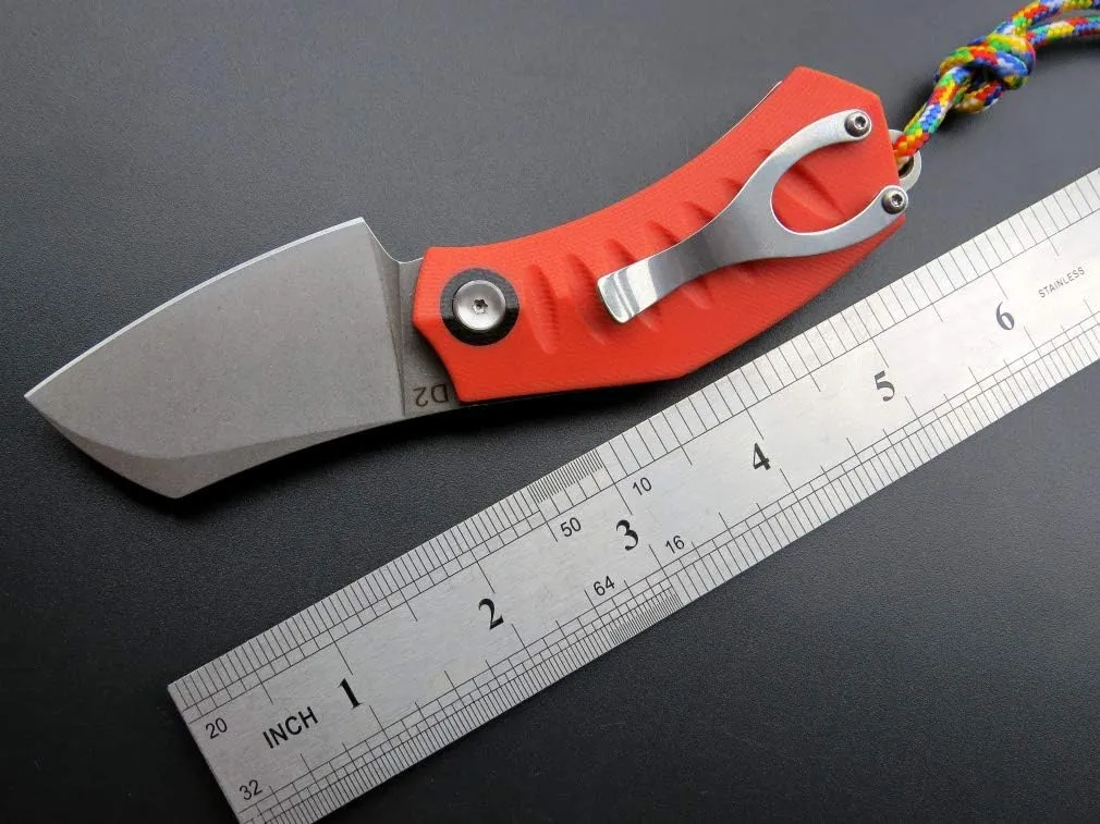 Eafengrow EF85 Folding Knife with Clip Stone Wash D2 Steel Blade G10 Handle Pocket Knife Ball Bearing Flipper Outdoor Camping Survival EDC Tool Knives(orange)
