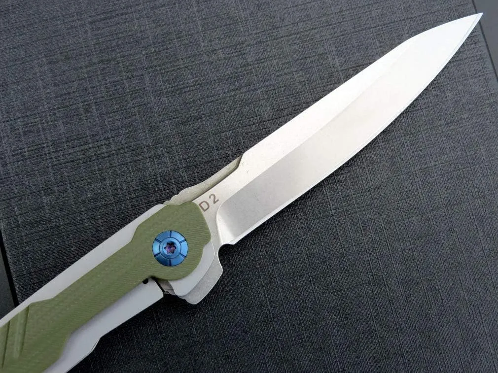 Eafengrow EF942 EDC Folding Knife, D2 Steel Blade Titanium Plating & G10 Handle,Pocket Clip with Frame Lock EDC Pocket Flipper Knife for Camping Hiking Survival Outdoor(Green)