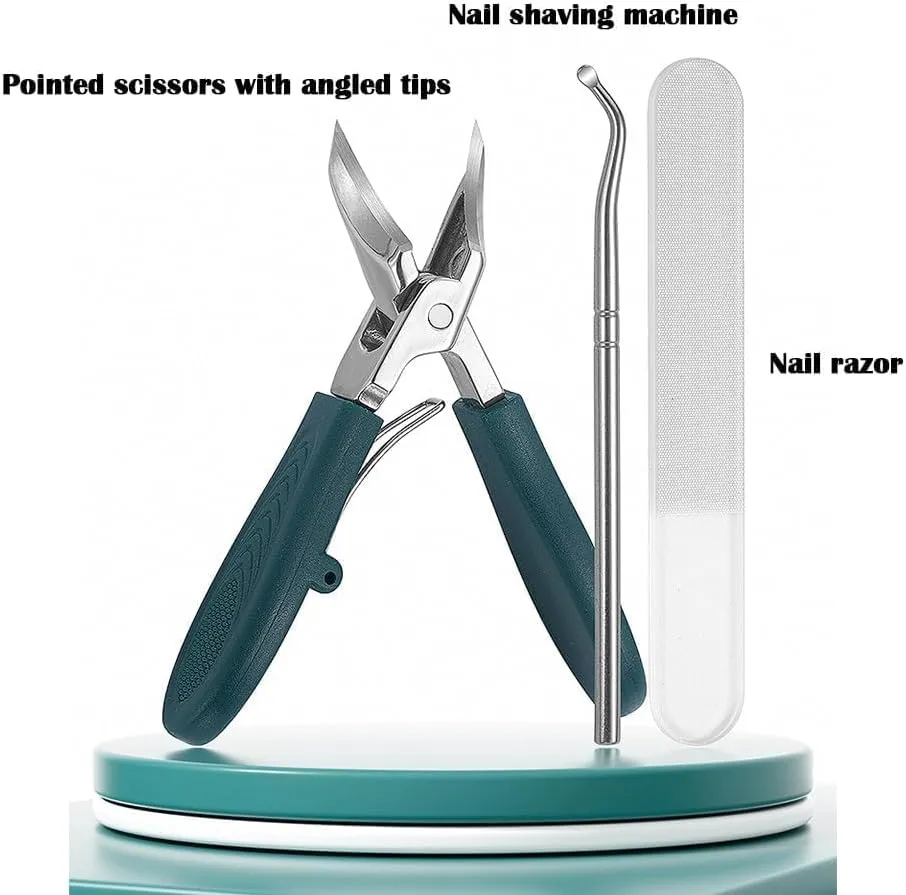Eagle Beak Angled Nail Clippers 3-Piece Set, 2025 New Version Beveled Nail Clippers Household Multifunctional Large Opening Anti-Splash,for Seniors Thick Nails,Slant Edge Ingrown Clippers (2Orange)