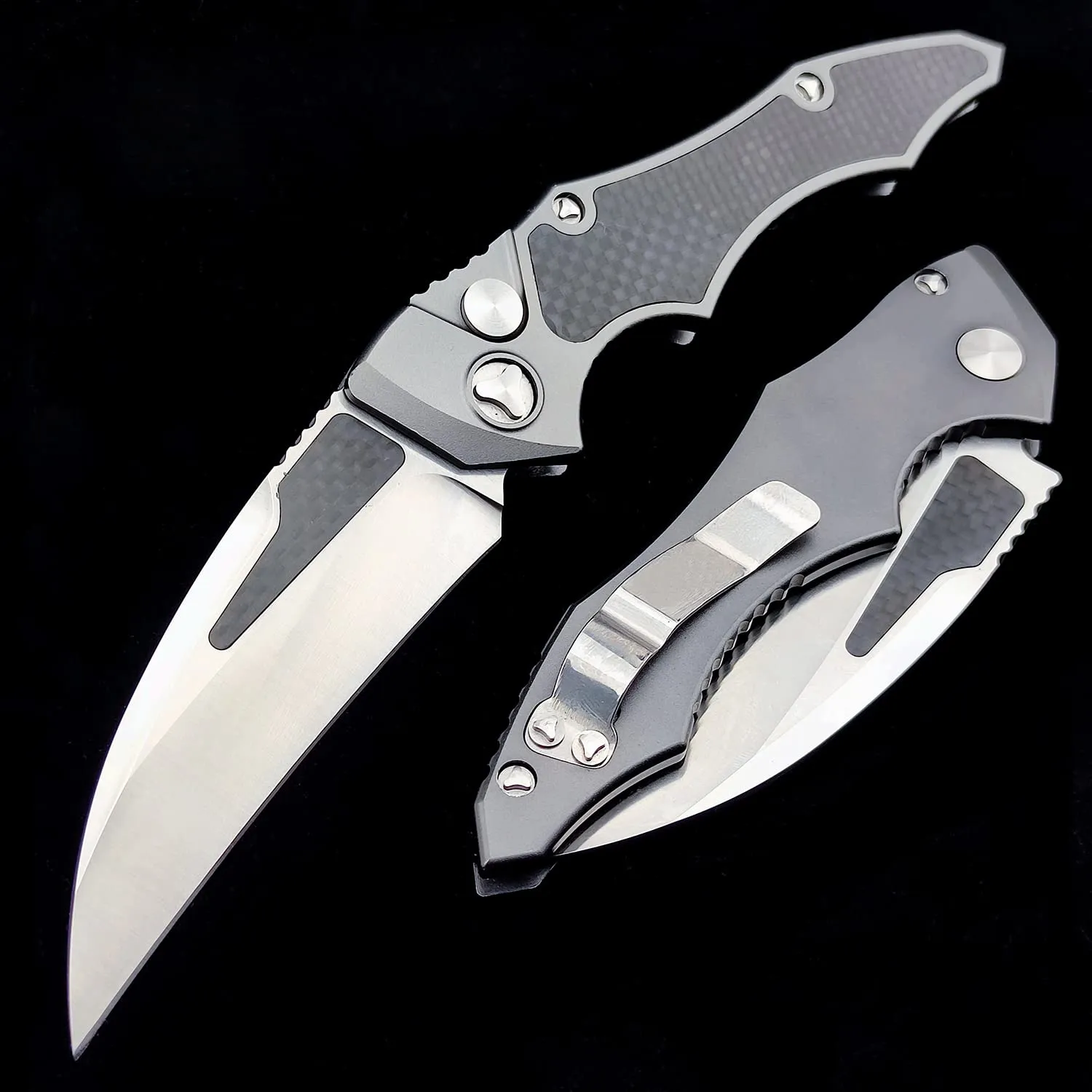 EDC Folding Pocket Knife,D2 Blade Steel, Carbon Fiber Handle, Sharp Raptor Claw Knife for Camping and Hunting.