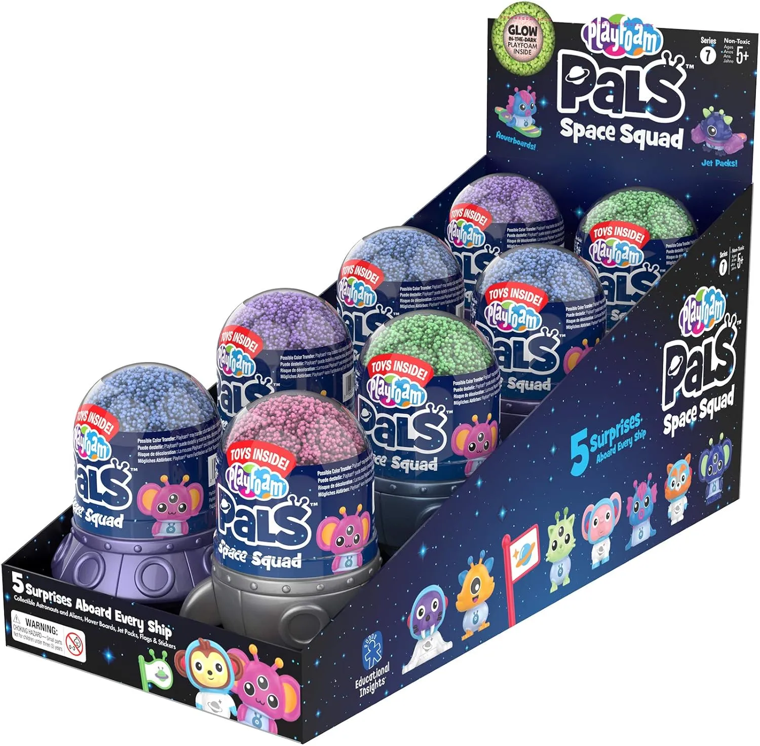 Educational Insights Playfoam Pals Space Squad Party Pack of 8, Never Dries Out, 5 Surprises Inside, Sensory, Shaping Fun, Perfect for Ages 3 