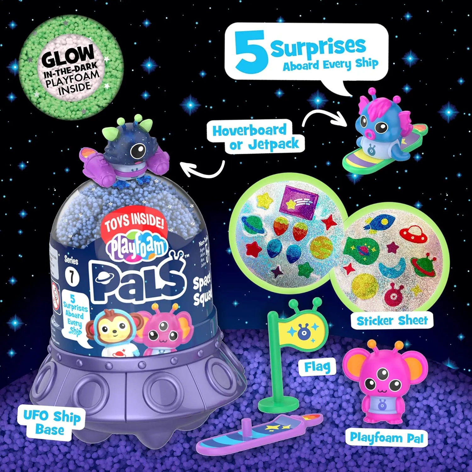 Educational Insights Playfoam Pals Space Squad Party Pack of 8, Never Dries Out, 5 Surprises Inside, Sensory, Shaping Fun, Perfect for Ages 3 