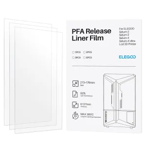 ELEGOO 3 PCS PFA Release Liner Film 2.0 For ELEGOO Saturn 4, Saturn 4 Ultra, Saturn 3, Saturn 2 and Saturn 8K Resin 3D Printer, 273 x 176 mm