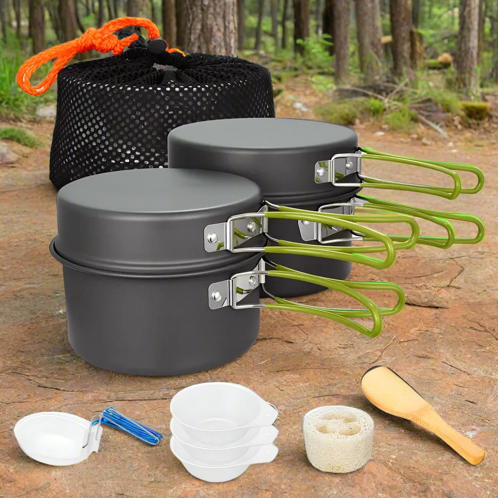 Emergency Cookware Set - Non-Stick Stackable Camping & Bug-Out Cooking Kit
