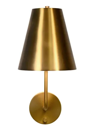 Emily Cordless Wall Sconce - Antique Brass - Metal Shade