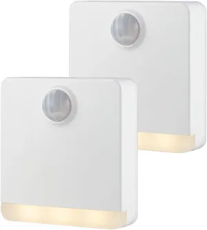 Energizer Motion-Sensing LED Nightlight, Battery Powered, Wireless, Stick-Anywhere, White, Energy-Efficient, Ideal for Bedroom, Stairs, Kitchen, Hallway, Night Light, 2 Pack, 47268