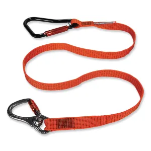 ergodyne® Squids 3149 Tool Lanyard with XL   Swivel Carabiners, 80 lb Max Work Capacity, 76" Long, Orange/Black