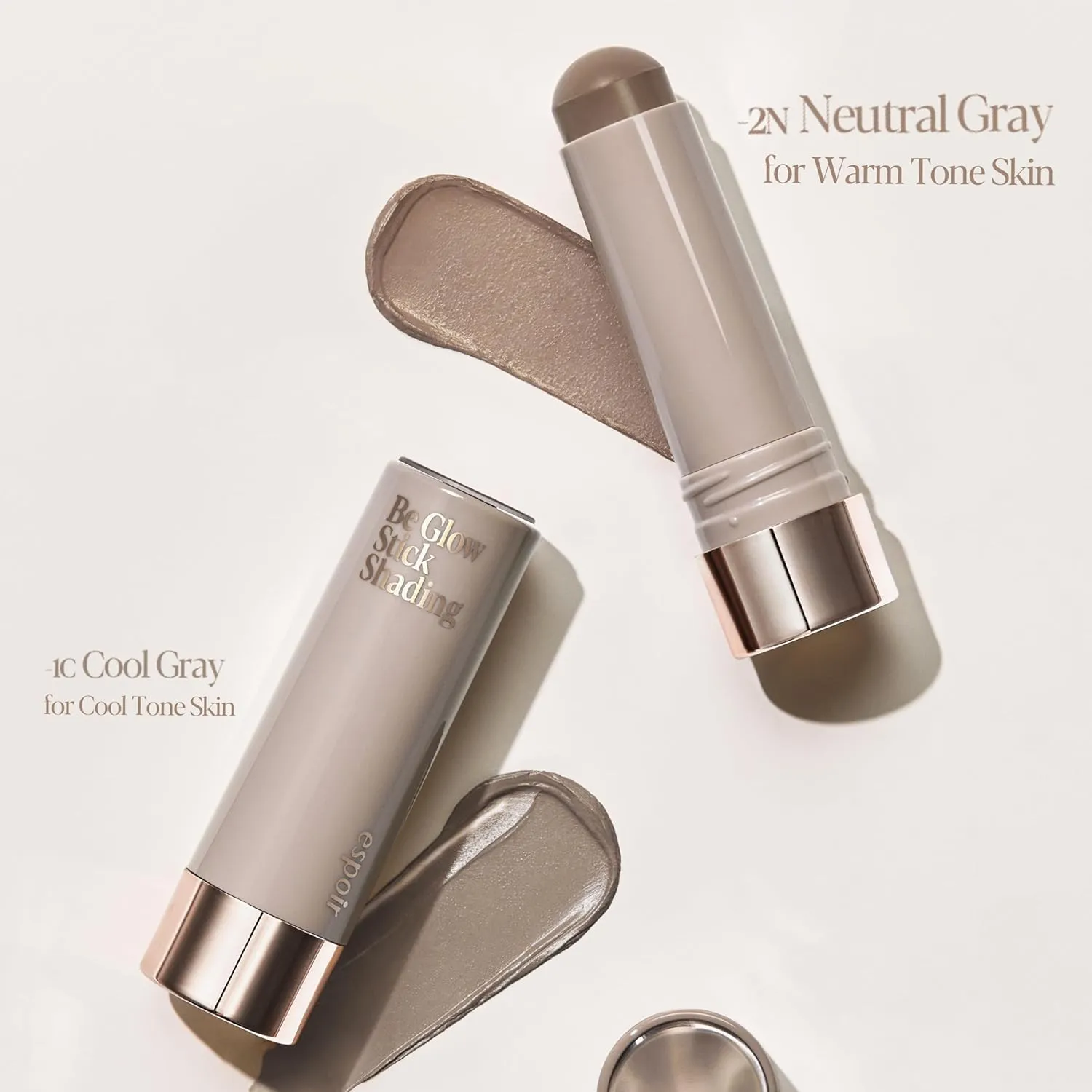 espoir Be Glow Shading Stick Contour │Smooth Gliding Face Shaping Makeup │ Subtle Contour Color fo Natural Look on Face │Creamy Solid Texture (Neutral Gray, Stick)