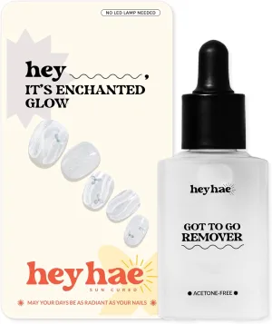 Essentials Bundle - Semi Cured Gel Nail Strips (Hey, It's Enchanted Glow)   Got To Go Remover [2 Pack]